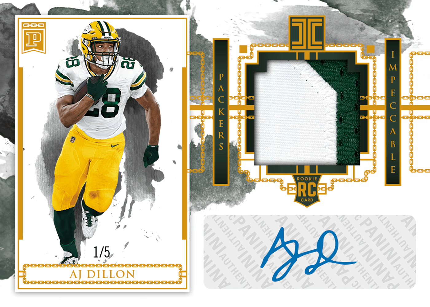 2020 Panini Phoenix Fire Burst Parallel Football #125 AJ Dillon Rookie Card