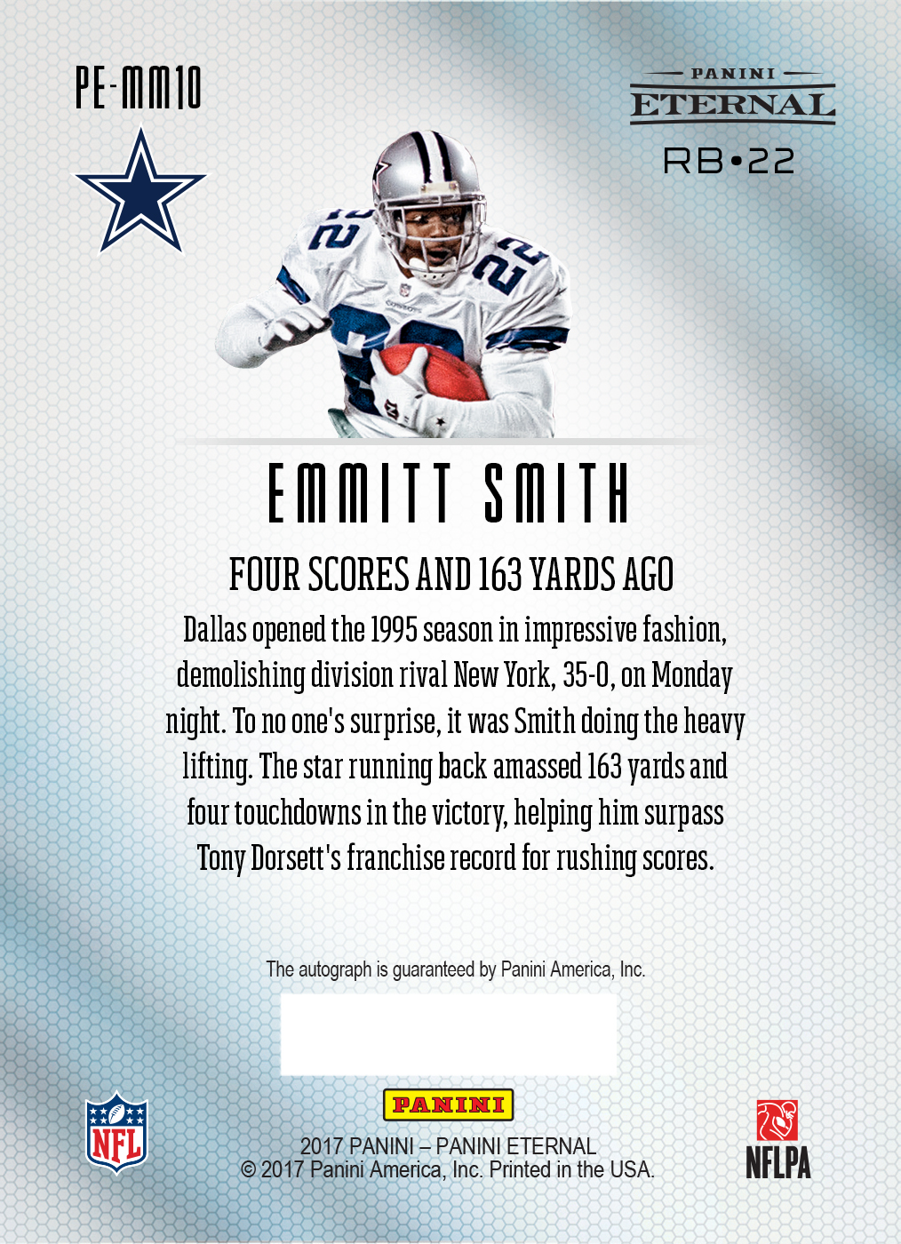 Emmitt Smith 2017 Panini Eternal Monday Night Memories 10