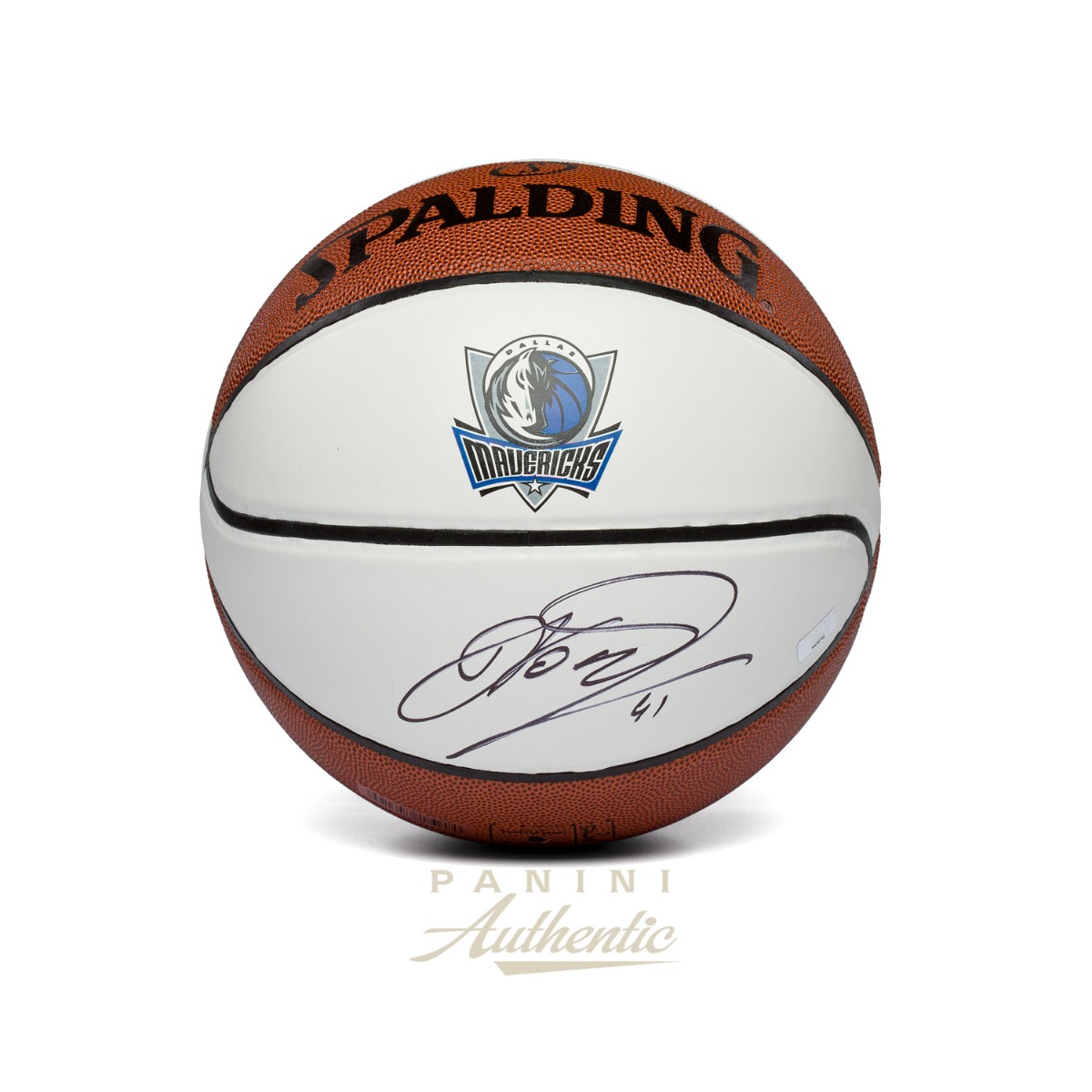 Dirk Nowitzki Autographed Dallas Mavericks White Panel Basketball Open Edition Item